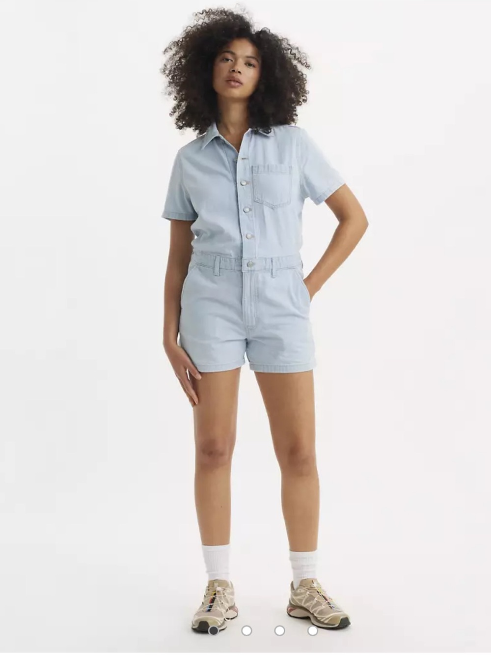 Levi’s Plus Sz Western Festival Concert Light Wash Denim Romper Adjustable Waist